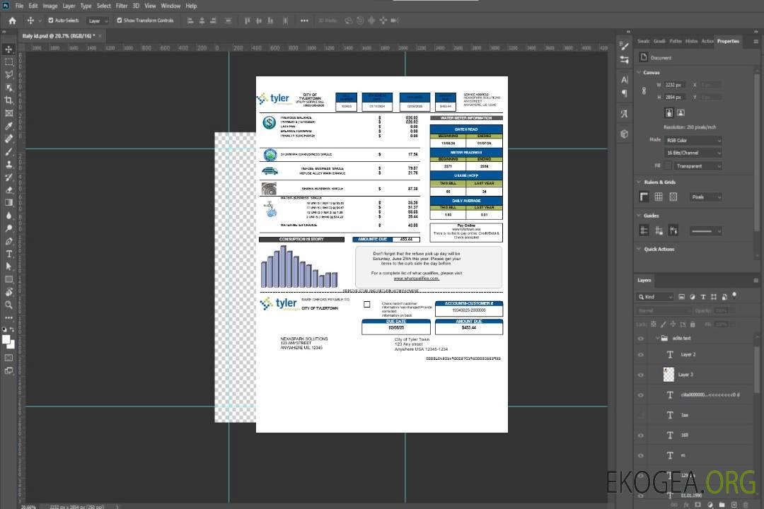 Modèle de facture de services publics d'entreprise USA Tyler Technologies aux formats Word et PDF template Modèle de facture de services publics d'entreprise USA Tyler Technologies aux formats Word et PDF template